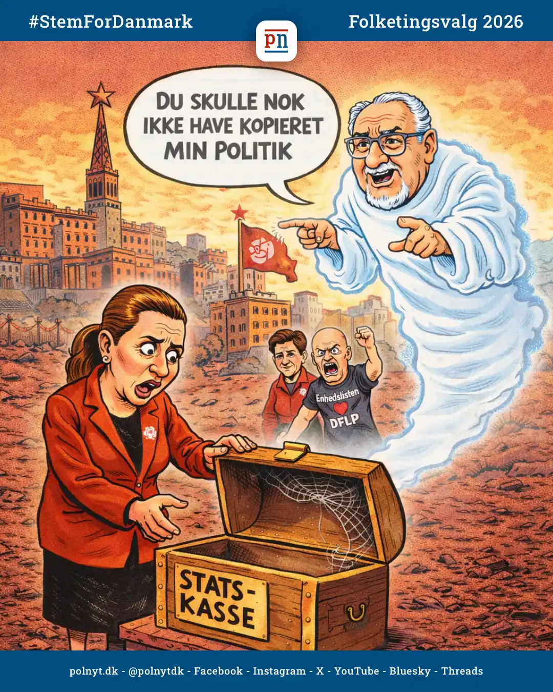 Mette Frederiksen - økonomisk politik - Anker Jørgensen - Pia Olsen Dyhr Pelle Dragsted - satire - #StemForDanmark