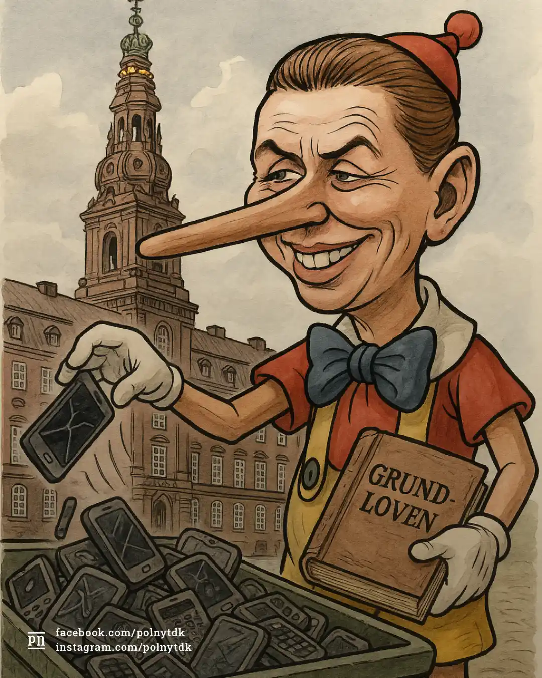 Mette Frederiksen - sms - grundloven - Pinocchio