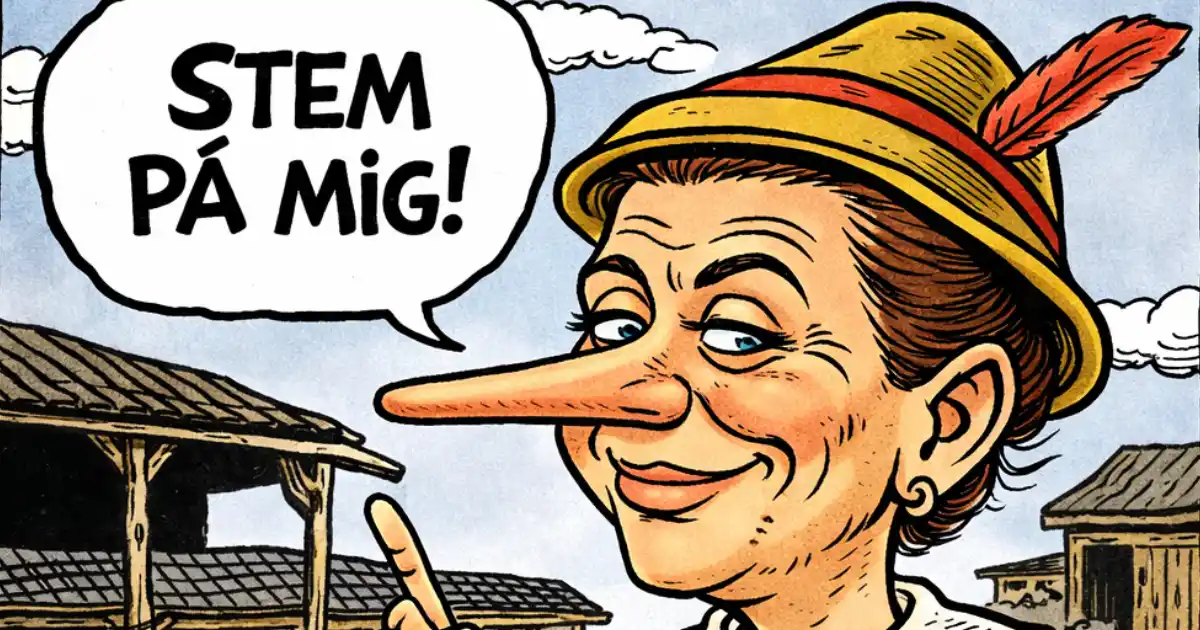 Mette Frederiksen som Pinocchio - minksskandalen - sms-skandalen - 1200x630