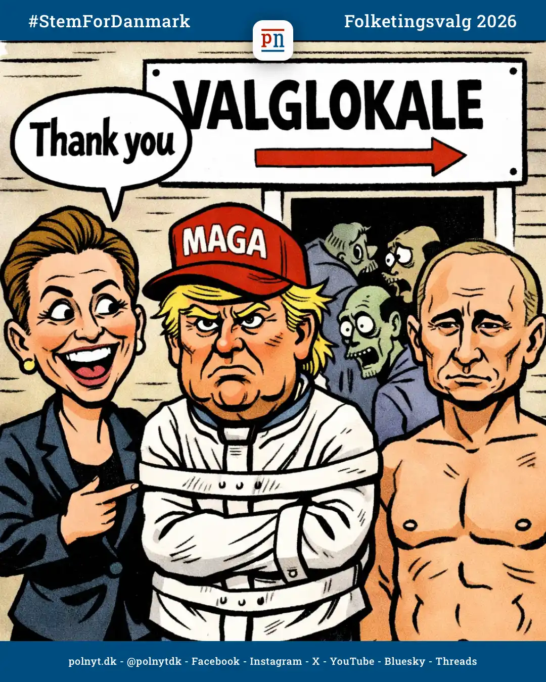 Mette Frederiksen takker Trump og Putin - polnyt - satire - Folketingsvalg 2026 - #StemForDanmark