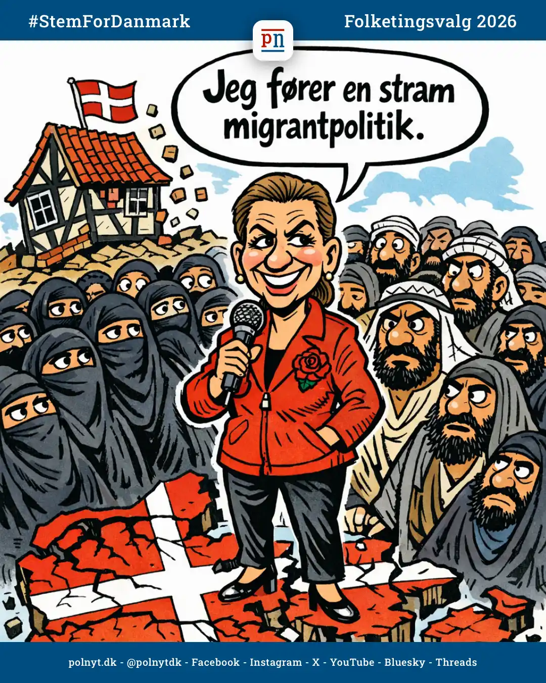 Mette Frederiksens masseimport af islam - Dansk Folkeparti - migrantpolitik - polnyt - folketingsvalg 2026 - satire - #StemForDanmark
