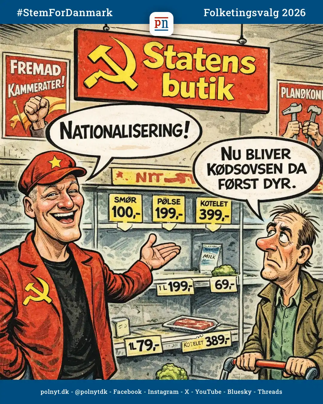 Pelle Dragsted - Enhedslisten - Formueskat - nationalisering af virksomheder - kommunisme - polnyt - satire - Folketingsvalg 2026 - #StemForDanmark