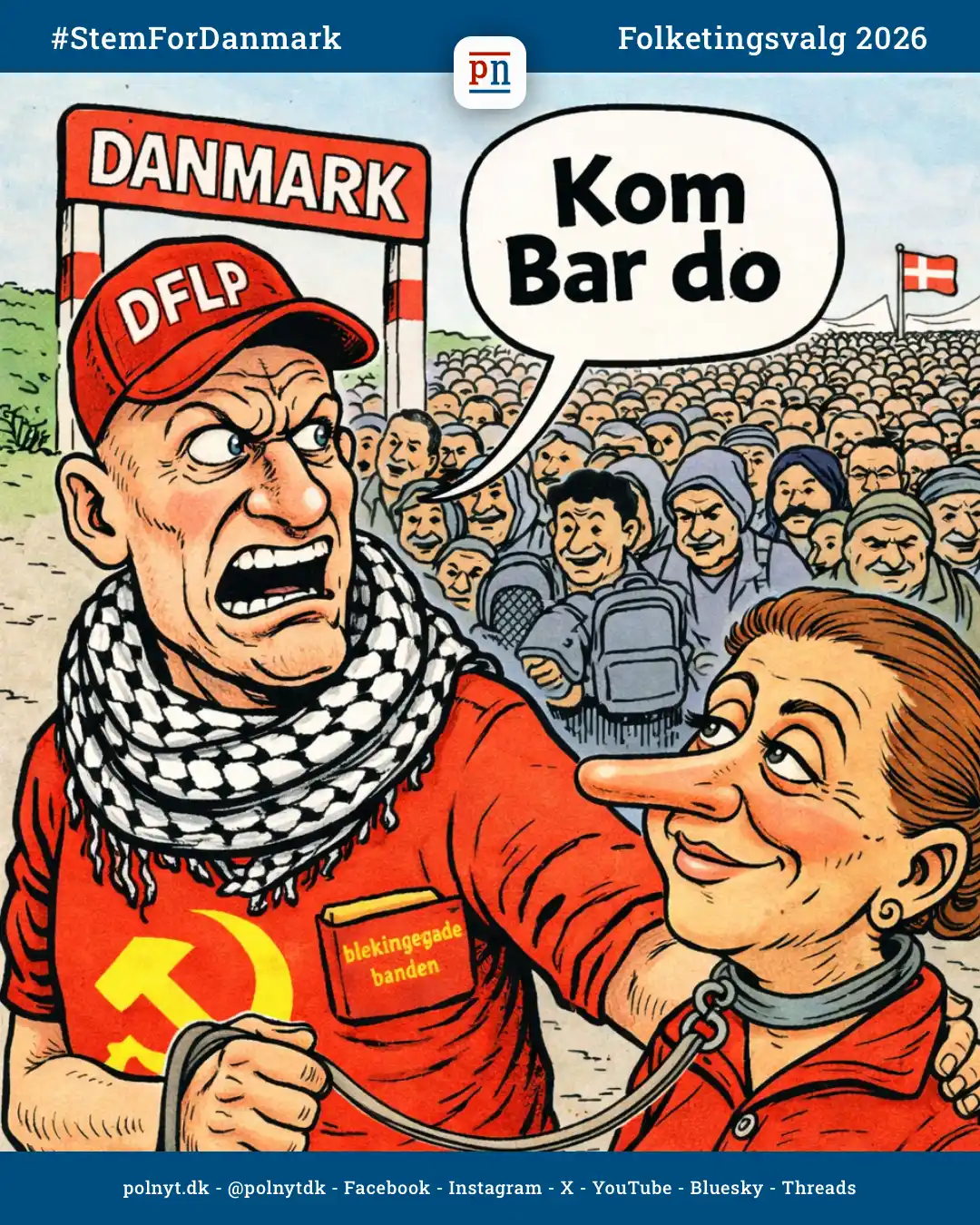 Pelle Dragsted bekræfter masseimport af migranter med knaldrød Mette Frederiksen regering - polnyt - satire - Folketingsvalg 2026 - #StemForDanmark