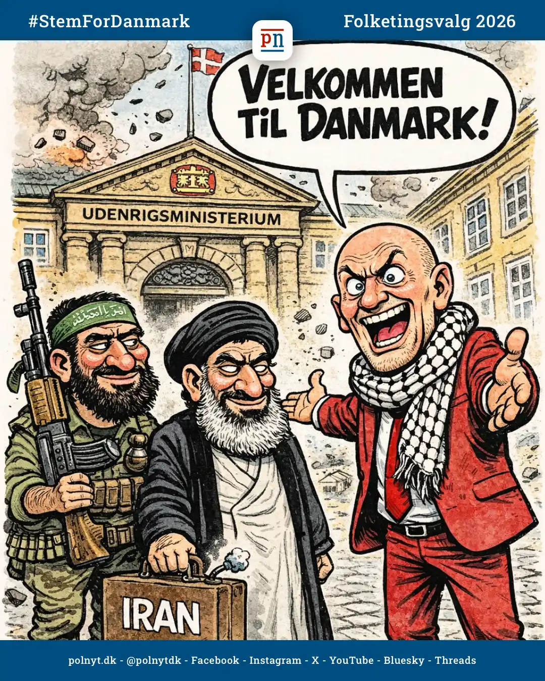 Pelle Dragsted som udenrigsminister i Mette Frederiksens knaldrøde regering - polnyt - satire - Folketingsvalg 2026 - #StemForDanmark