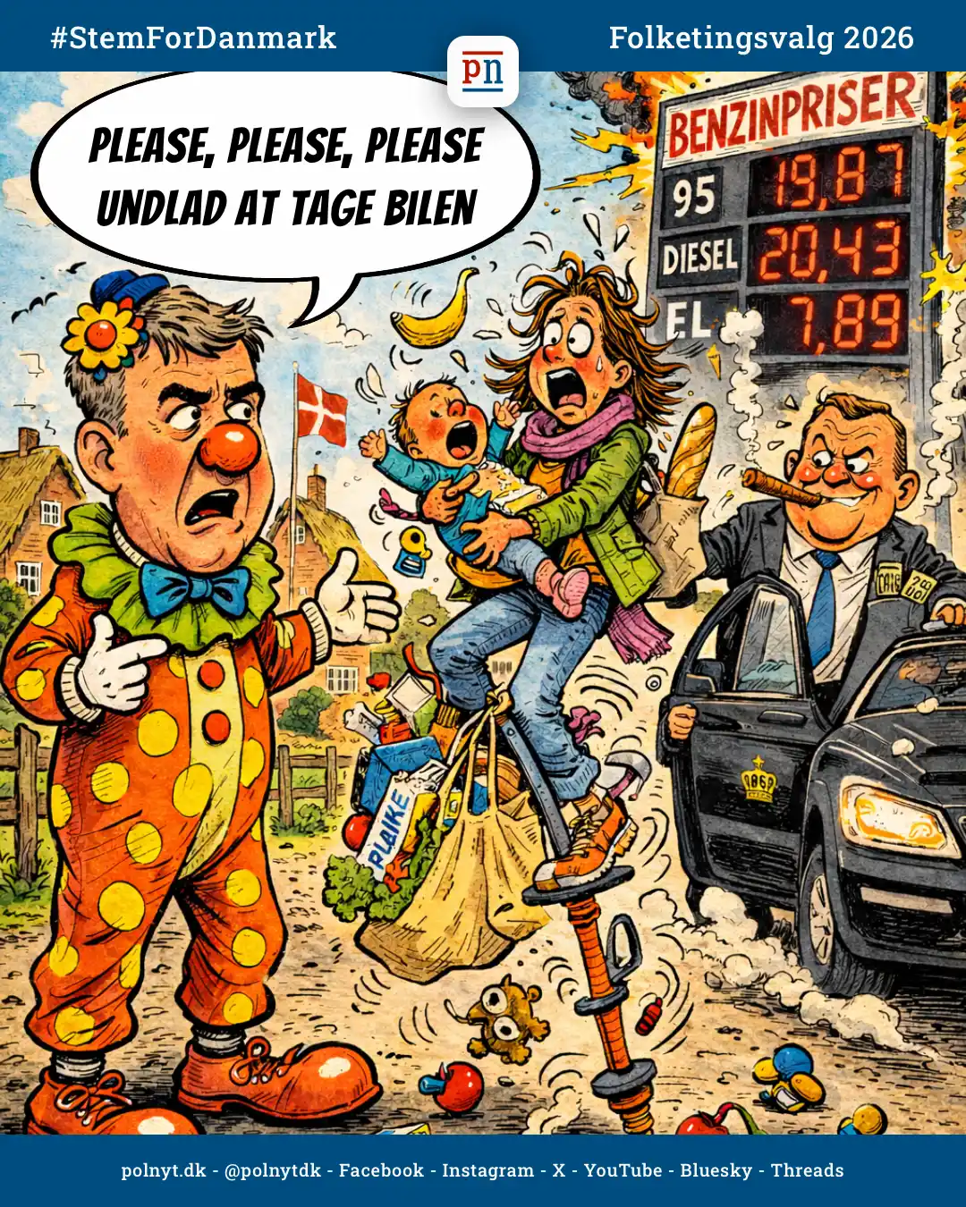Please, please, please undlad at tage bilen - Lars Aagaard - Moderaterne - Benzinpriser - Olie - polnyt - satire - Folketingsvalg 2026 - #StemForDanmark