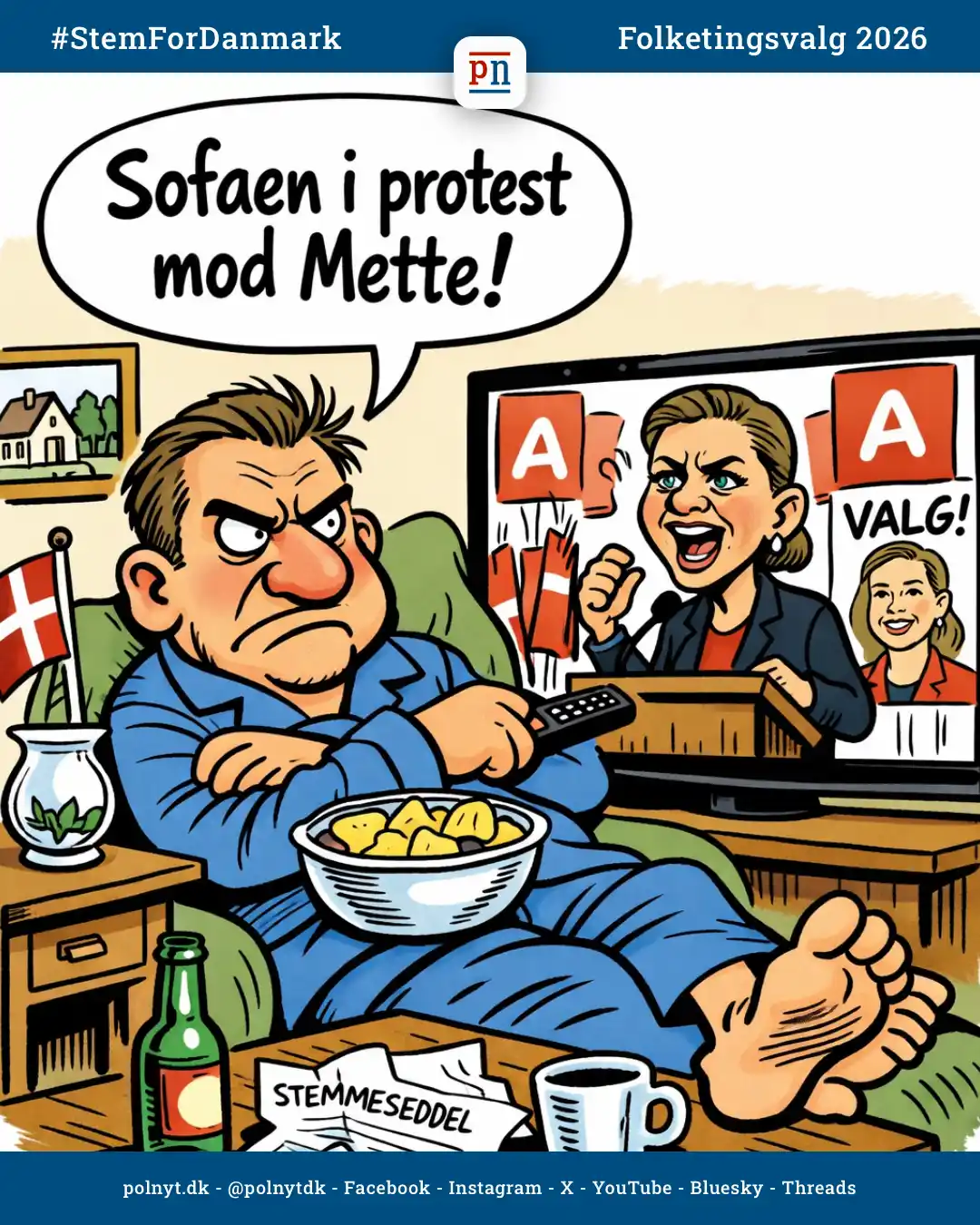 Vælger man sofaen svigter man det borgerlige Danmark - sofavælger - polnyt - satire - Folketingsvalg 2026 - #StemForDanmark