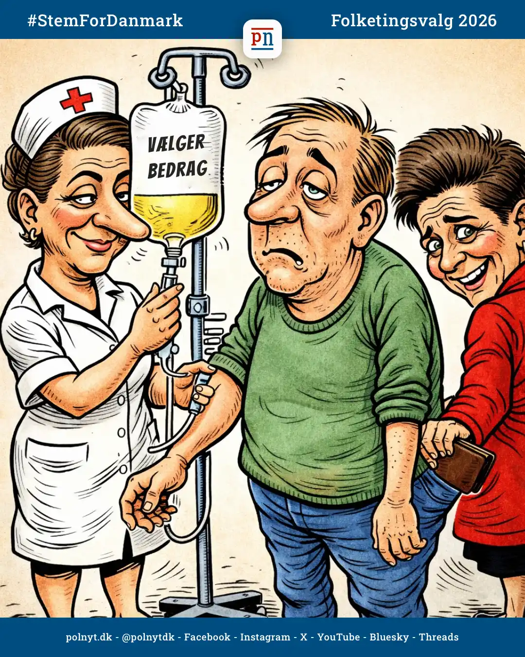 Velfærdsnarkomani - Mette Frederiksen - Pia Olsen Dyhr - socialdemokratiet - polnyt - satire - Folketingsvalg 2026 - #StemForDanmark