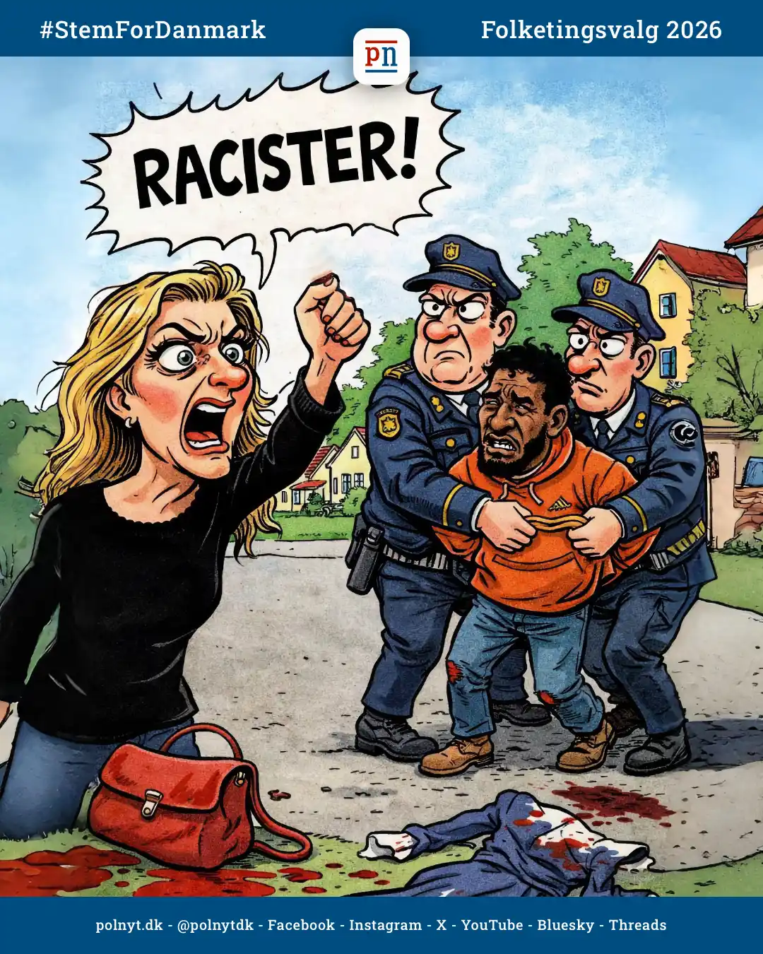 racister - racistkortet - Zenia Stampe - polnyt - satire - Folketingsvalg 2026 - #StemForDanmark